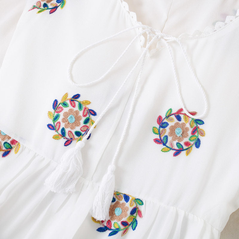 Vestido de Gasa Bordada para Mamá e Hija
