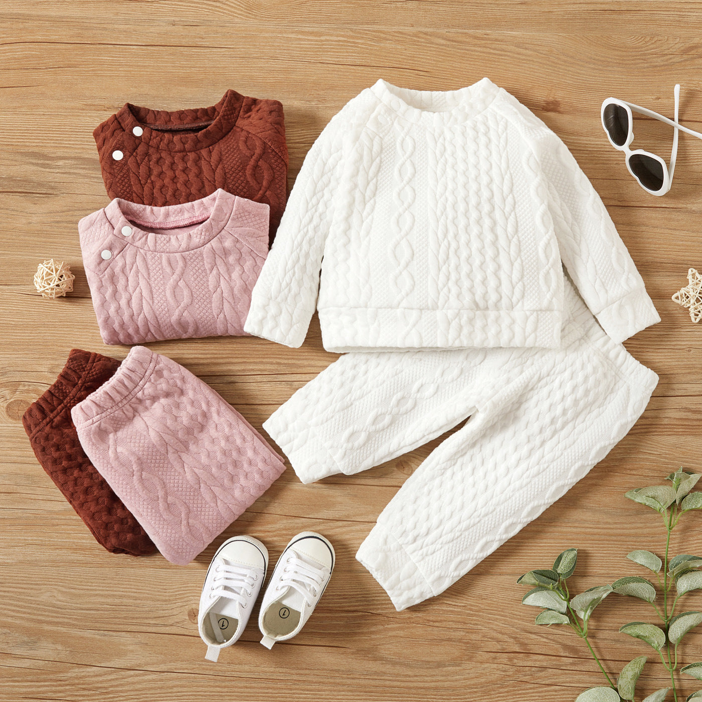 Cotton Long-sleeved Top and Pants Set