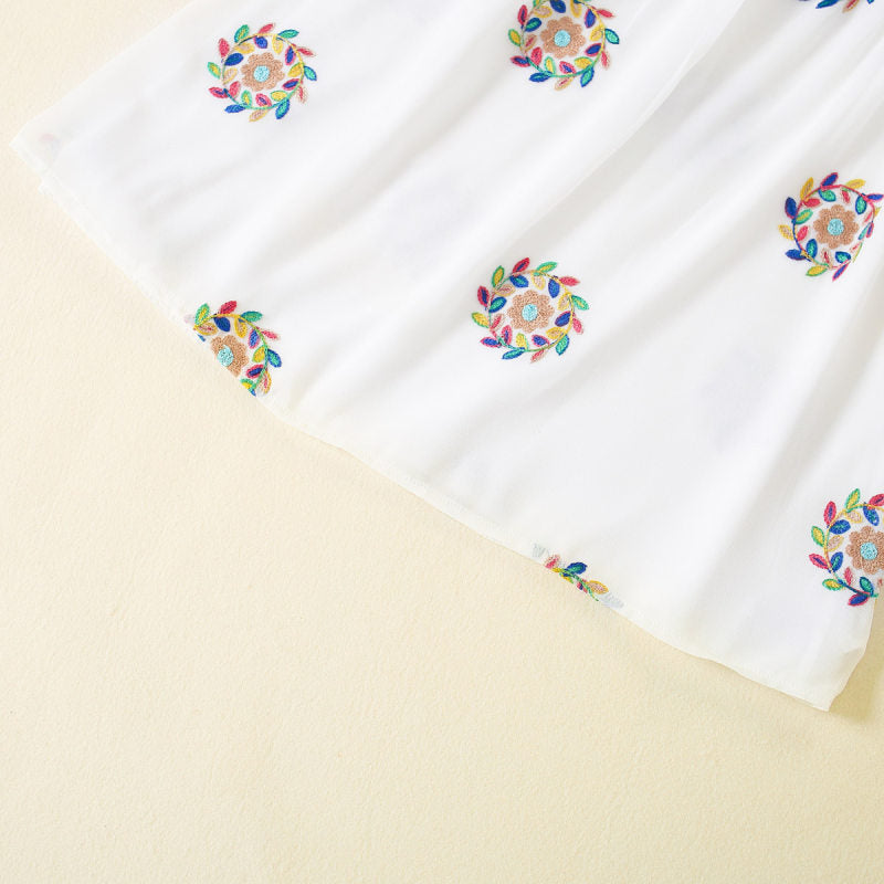 Vestido de Gasa Bordada para Mamá e Hija