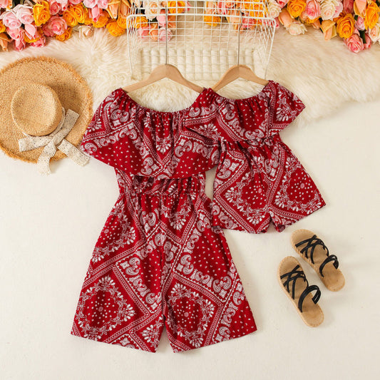 <transcy>جمبسوت صيفي قصير الأكمام للأم والأبنة</transcy>