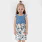 Light Blue Floral Print Splicing Dress and Polo Family Matching Outfit