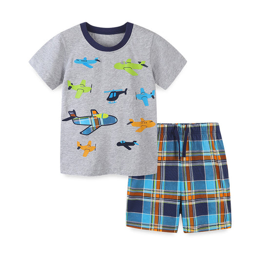 Short-sleeved Cartoon T-shirt and Shorts Two-piece Set