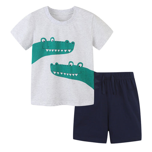 Cartoon Printed T-shirt and Shorts Two-piece Set