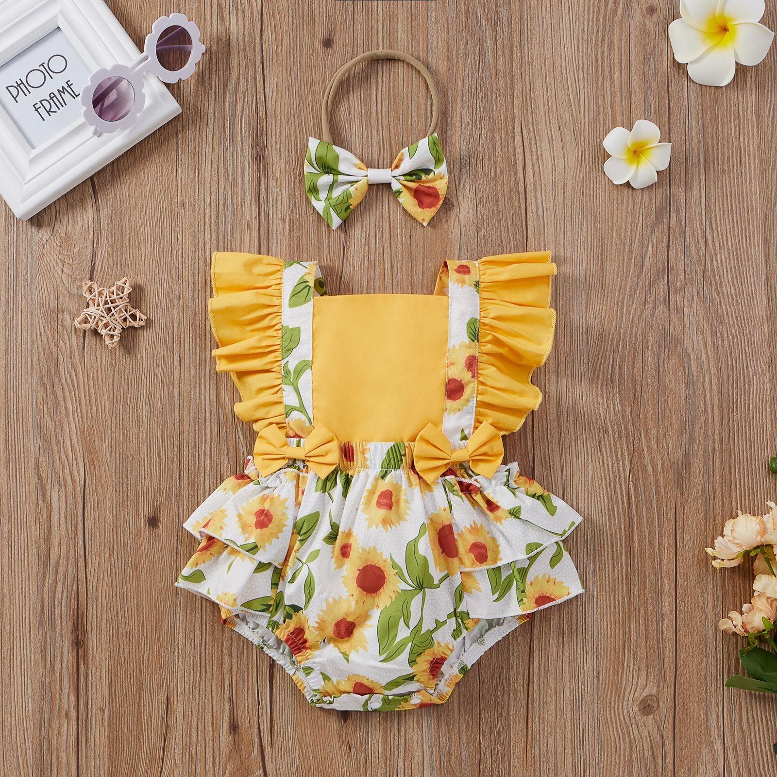 Children's Clothing Baby Girl Three-Color Sleeve Straps Romper