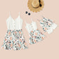 Top Blanco y Shorts con Estampado Floral para Mamá e Hija